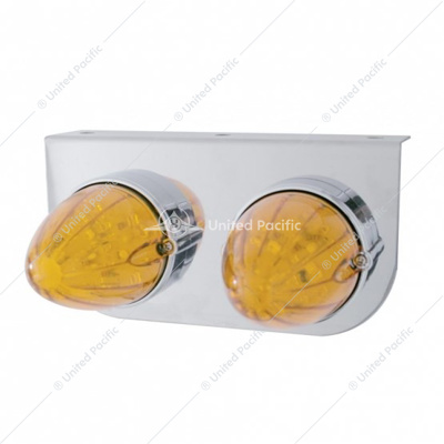 Stainless Light Bracket With 2X 19 LED Watermelon Lights - Amber LED/Amber Lens