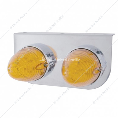 Stainless Light Bracket With 2X 19 LED Beehive Lights - Amber LED/Amber Lens