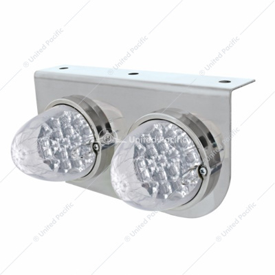 Stainless Light Bracket With 2X 19 LED Reflector Lights - Amber LED/Clear Lens