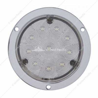 10 LED 4" Round Flange Mount Light (Stop, Turn & Tail) - Red LED/Clear Lens