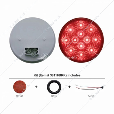 12 LED 4" Round Reflector Light Kit (Stop, Turn & Tail) - Red LED/Red Lens