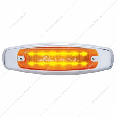 12 LED Rectangular Light (Clearance/Marker) With Chrome Bezel - Amber LED/Amber Lens