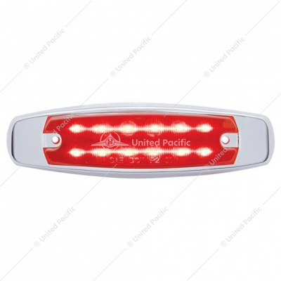12 LED Rectangular Light (Clearance/Marker) With Chrome Bezel - Red LED/Red Lens