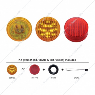 13 LED 2-1/2" Round Light Kit (Clearance/Marker) - Red LED/Red Lens