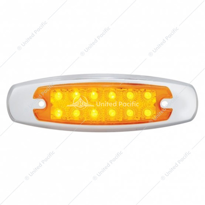 12 LED Reflector Rectangular Light With Bezel (Clearance/Marker) - Amber LED/Amber Lens