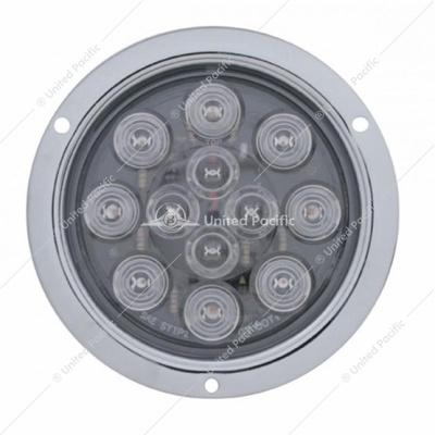 12 LED 4" Round Flange Mount Light (Stop, Turn & Tail) - Red LED/Clear Lens (Bulk)