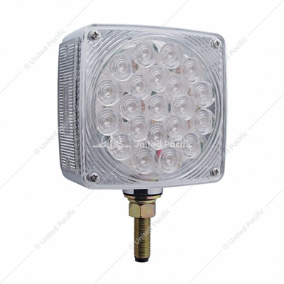 45 LED Single Stud Double Face Turn Signal Light (Passenger) - Amber & Red LED/Clear Lens
