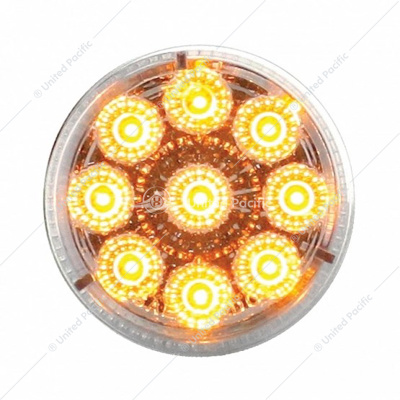 9 LED 2" Round Reflector Light (Clearance/Marker) - Amber LED/Clear Lens