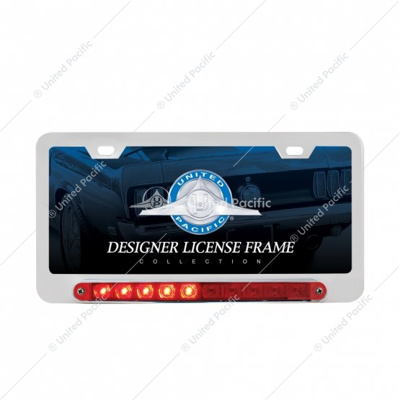 Deluxe License Plate Frame W/Split Turn Function LED Light - Chrome