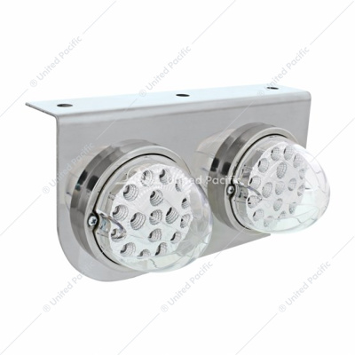 Stainless Light Bracket With 2X 17 LED Dual Function Clear Reflector Lights