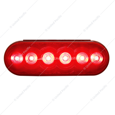 6 LED Oval Light (Stop, Turn & Tail) - Red LED/Red Lens (Bulk)