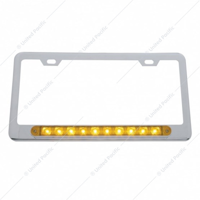 License Plate Frame With 10 LED 9" Light Bar - Chrome