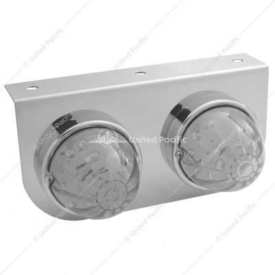 Stainless Light Bracket With 2X 17 LED Dual Function Watermelon Lights - Amber LED/Clear Lens
