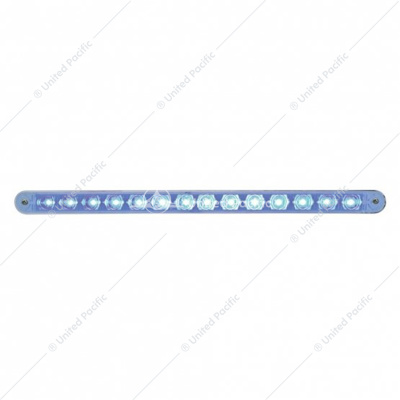 14 LED 12" Auxiliary strip Light With Bezel - Blue LED/Clear Lens