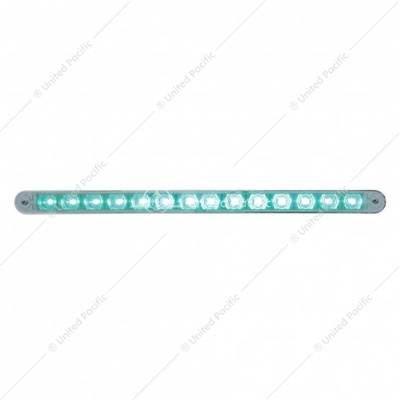 14 LED 12" Auxiliary strip Light With Bezel - Green LED/Clear Lens