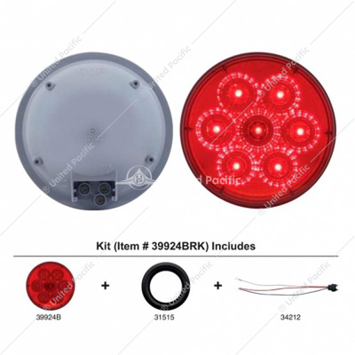 7 LED 4" Round Reflector Light Kit (Stop, Turn & Tail) - Red LED/Red Lens