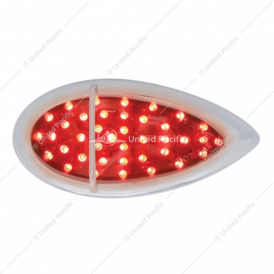 39 LED Flush Mount "Teardrop" Light (Stop, Turn & Tail) - Red LED/Chrome Lens