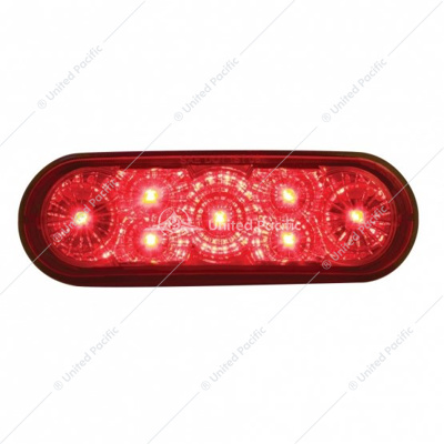 7 LED 6" Oval Reflector Light (Stop, Turn & Tail) - Red LED/Red Lens