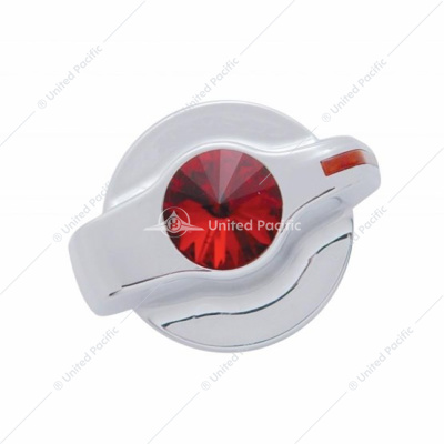 Chrome Plastic A/C Control Knob With Crystal - Red Crystal