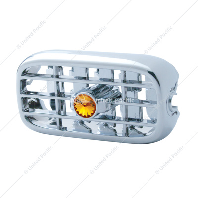Chrome Plastic A/C Vent With Color Crystal For Peterbilt (2006+) - Amber Crystal