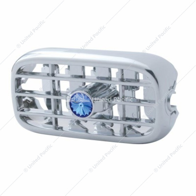 Chrome Plastic A/C Vent With Color Crystal For Peterbilt (2006+) - Blue Crystal