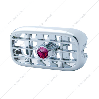 Chrome Plastic A/C Vent With Color Crystal For Peterbilt (2006+) - Purple Crystal