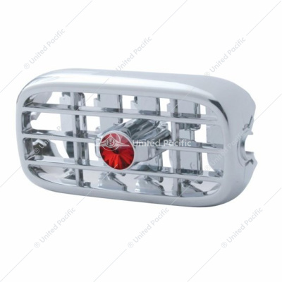 Chrome Plastic A/C Vent With Color Crystal For Peterbilt (2006+) - Red Crystal