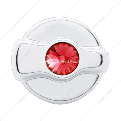 Chrome Plastic A/C Control Knob For 2005 & Older Peterbilt- Red Crystal