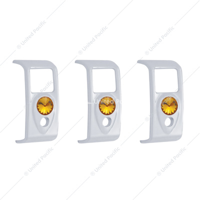 Rocker Switch Cover With Amber Crystal For 2006+ Kenworth (Card Of 3)