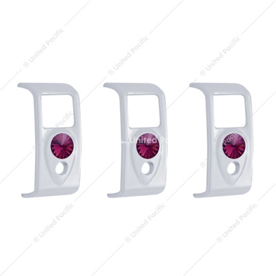 Rocker Switch Cover With Purple Crystal For 2006+ Kenworth (Card Of 3)