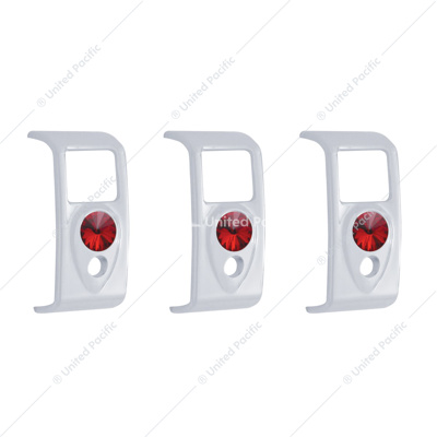 Rocker Switch Cover With Red Crystal For 2006+ Kenworth (Card Of 3)