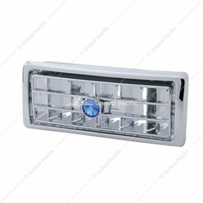 Chrome Plastic A/C Vent With Crystal For 2002-2005 Kenworth - Center - Blue Crystal