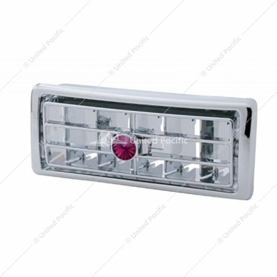 Chrome Plastic A/C Vent With Crystal For 2002-2005 Kenworth - Center - Purple Crystal