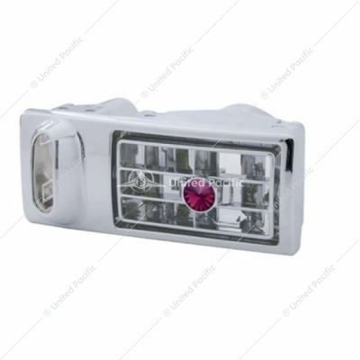 Chrome Plastic A/C Vent With Color Crystal For 2002-2005 Kenworth - Purple Crystal - Driver