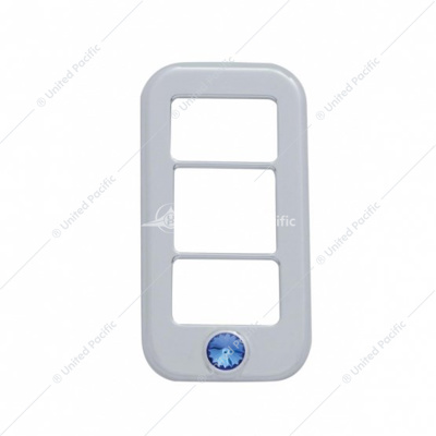 Rocker Switch Cover With 3 Openings & Blue Crystal For Freightliner (3-Pack)