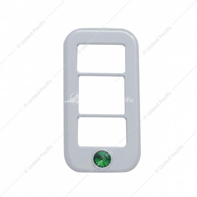 Rocker Switch Cover With 3 Openings & Green Crystal For Freightliner (3-Pack)
