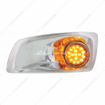 Fog Light Cover With Amber LED Hi/Lo Clear Style Reflector Light For 2007-17 KW T660- Driver -Amber Lens