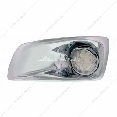 Fog Light Cover With Amber LED Hi/Lo Watermelon Light & Visor For 2007-17 KW T660- Driver -Clear Lens