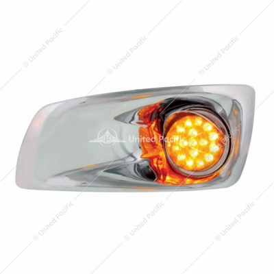 Fog Light Cover With Amber LED Hi/Lo Clear Style Reflector Light & Visor For 2007-2017 KW T660