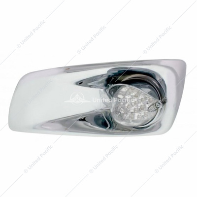 Fog Light Cover With 19 LED Reflector Light & Visor For 2007-17 KW T660 (Driver) - Amber LED/ Clear Lens