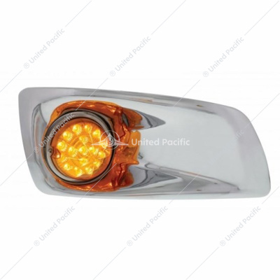 Fog Light Cover With 17 Amber LED Clear Style Reflector Light For 2007-17 KW T660- Passenger -Amber Lens