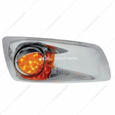 Fog Light Cover With Amber LED Watermelon Light & Visor For 2007-17 KW T660- Passenger -Amber Lens
