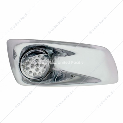 Fog Light Cover With 17 Amber LED Clear Style Reflector Light & Visor For 2007-17 KW T660- Passenger -Clear Le