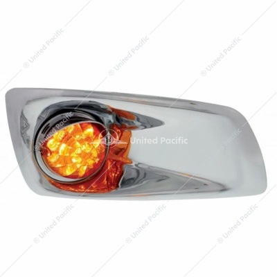 Fog Light Cover With Amber LED Reflector Watermelon Light & Visors For 2007-17 KW T660- Passenger -Amber Lens