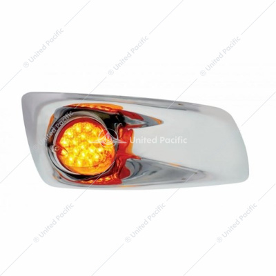 Fog Light Cover With 19 LED Reflector Light For 2007-2017 KW T660 (Passenger) - Amber LED/ Amber Lens