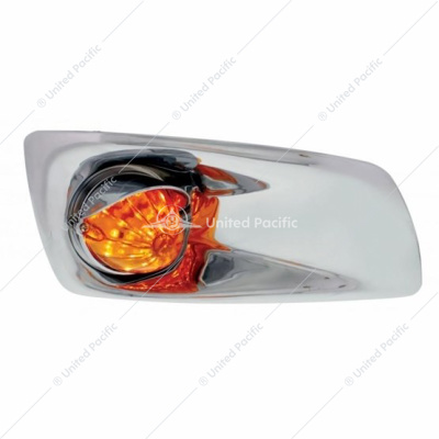 Fog Light Cover With 19 LED Watermelon Light & Visor For 2007-17 KW T660 (Passenger) - Amber LED/ Amber Lens