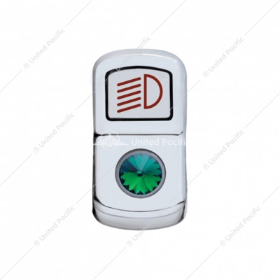 "Headlight" Rocker Switch Cover With Green Crystal
