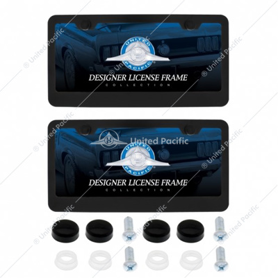 Black License Plate Frame With Screw Caps (2-Pack)