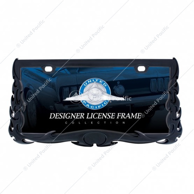 Flame License Plate Frame - Black