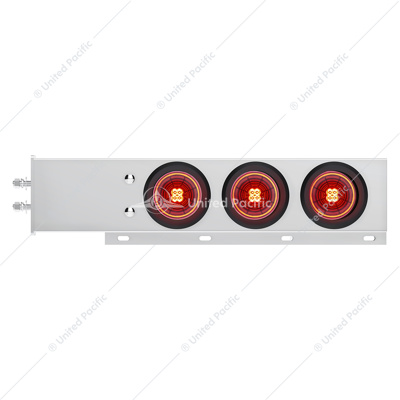 2" Bolt Pattern SS Spring Loaded Bar With 6X 4" 13 LED Abyss Lights - Red LED/Red Lens (Pair)